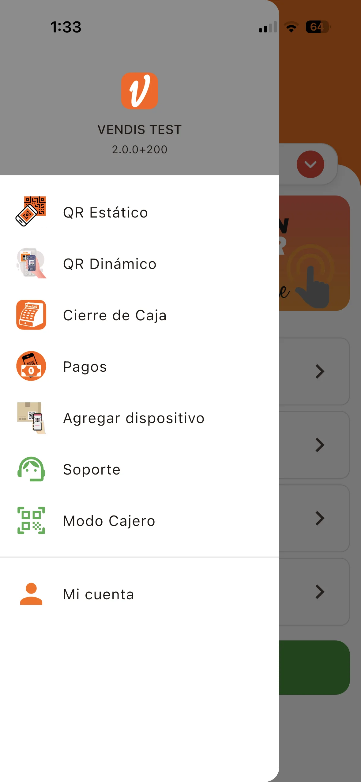 Menú lateral con la opción Mi Cuenta