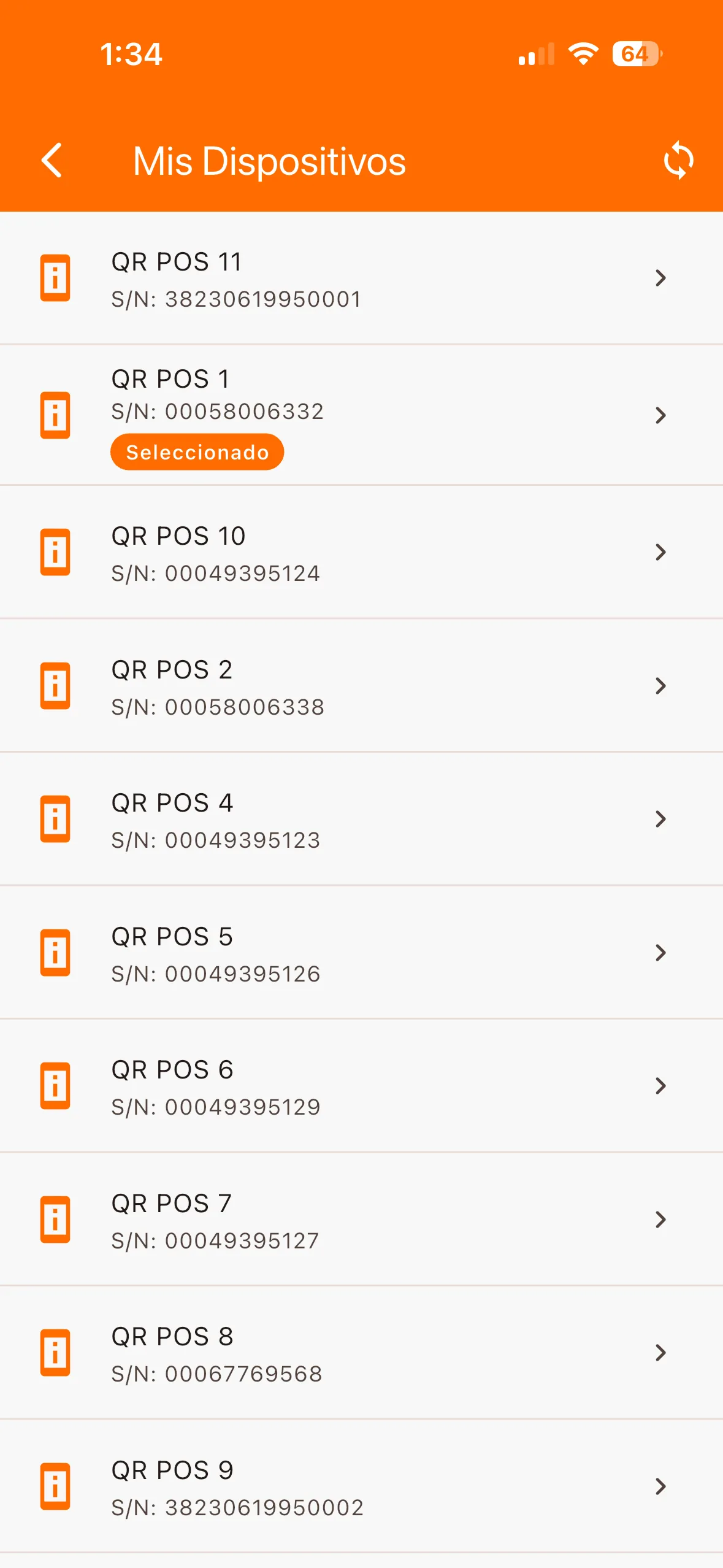 Lista de dispositivos vinculados