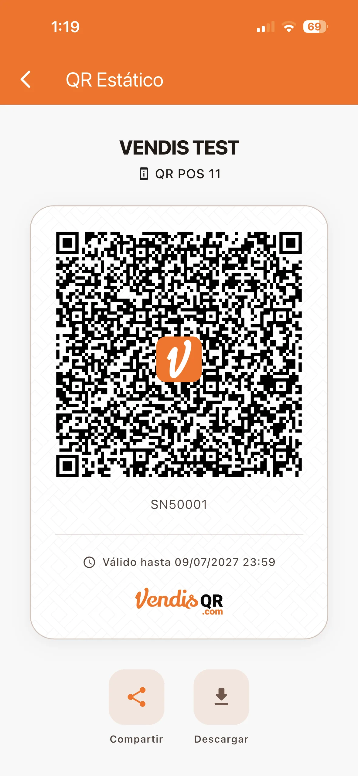 Pantalla de QR Estático