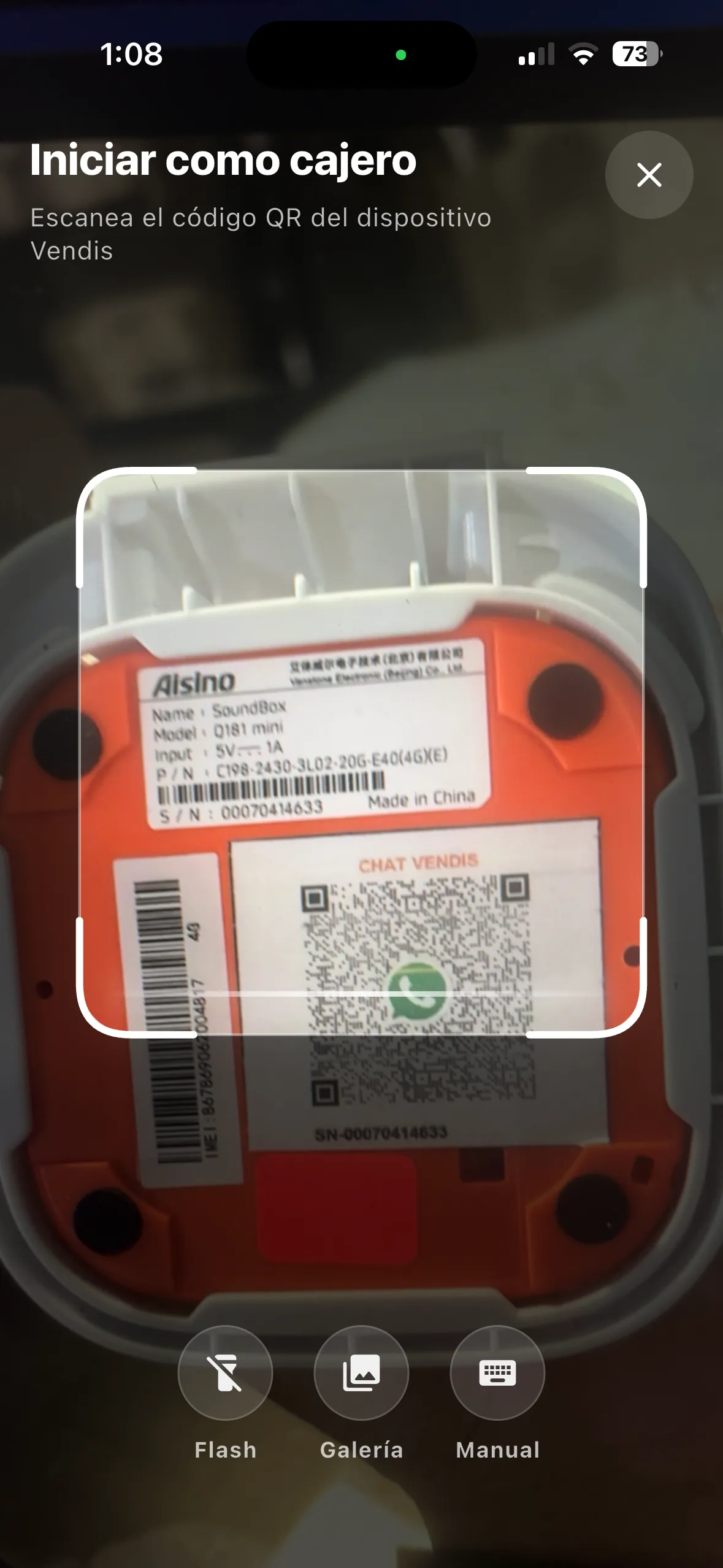 Escaneando el código QR del dispositivo